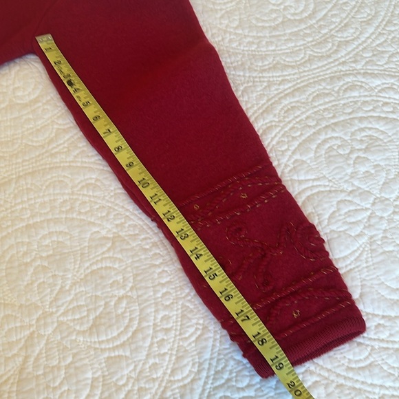 100% Wool Front Zip Sweater Jacket Women’s Medium Red Gold Stitching Cord Warm - Picture 7 of 17